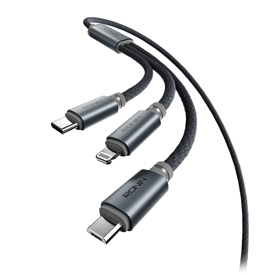 Ronin Smash 100W Braided 3-in-1 Heavy Duty Multi Cable